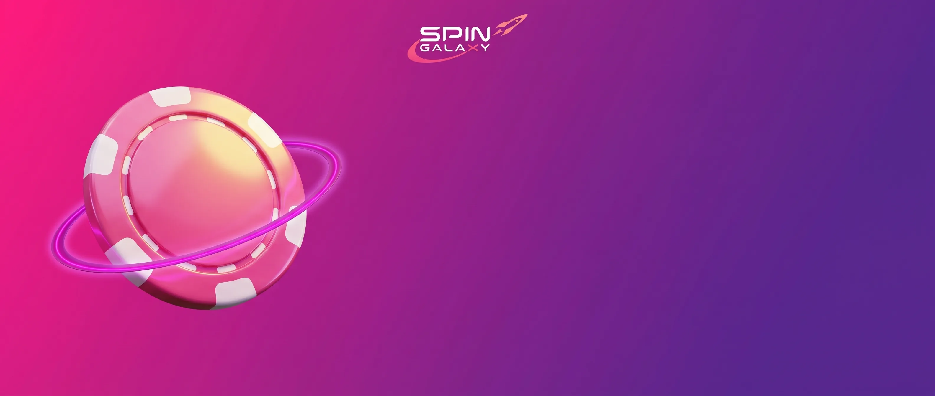 Pink Spin Galaxy casino chip with a glowing orbit